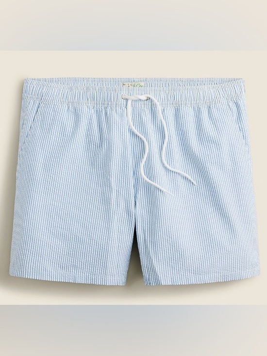 J. Crew Other - J. Crew Ocean Blue & White Striped Seersucker Drawstring Swim Shorts